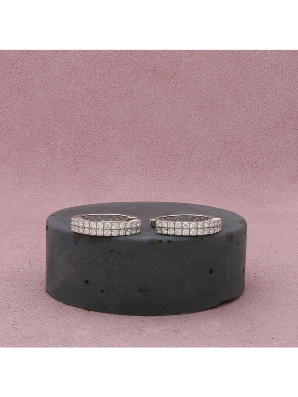 bony levy 18k white gold 0.72 ct diamond double row hoop earrings
